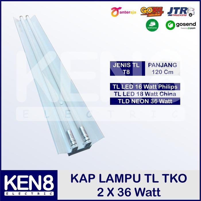 Kap Lampu TL TKO 2 x 36 Watt | 2 x 18 Watt LED - Kap Saja