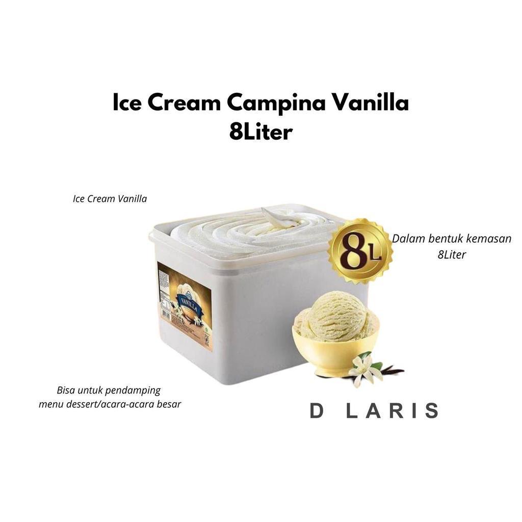 Ice Cream Campina Vanilla 8 liter ember box besar es krim 8L rasa vanila yang creamy lembut enak