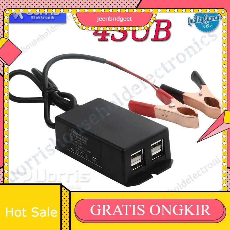 4 USB Charger Aki di Motor - Sambungan Charger HP ke Aki Motor - Casan HP di Motor - Charger Motor