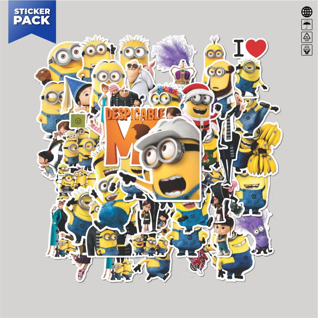 [100PCS]Stiker Pack Stiker  Despicable Me Minions 2 Aesthetic Vinyl Anti Air Dekorasi Sticker Laptop