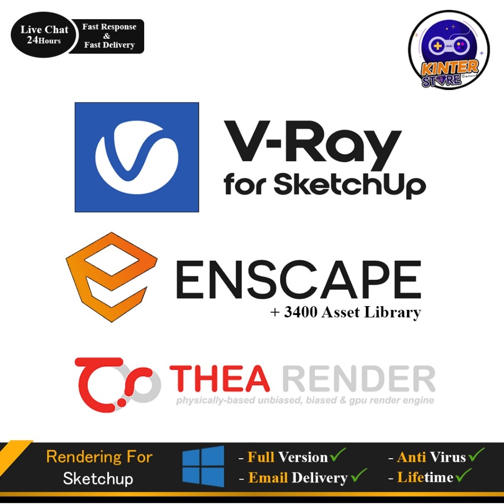 Enscape - Vray 5 / 6 - Thea 3.5 Rendering For Sketchup