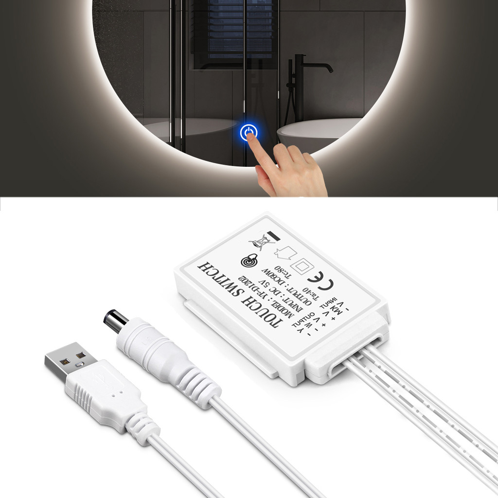 5V USB Touch Control Dimmable LED Light Switch Dimmer 5V Lamp Switch for Bathroom Bedroom Mirror Lig