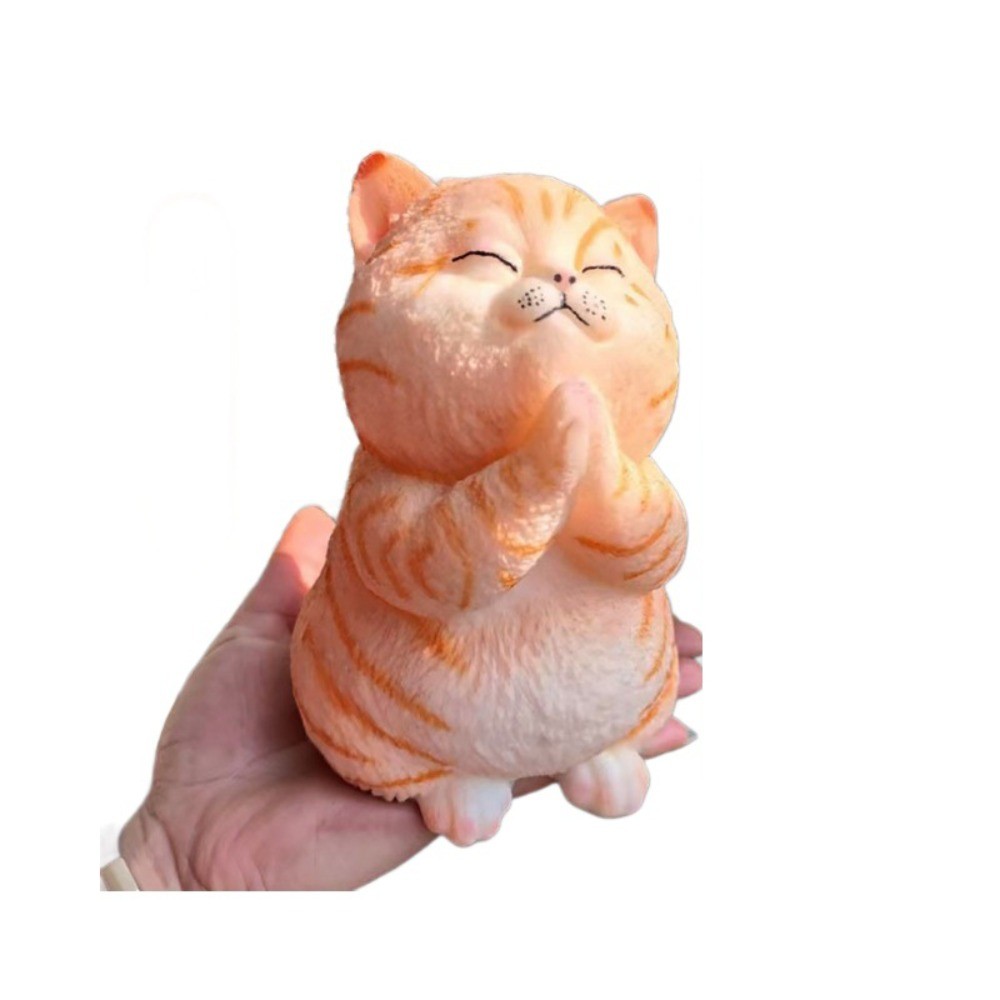 Prayer Cat Big Cat Doll Squeeze Toy Cartoon Animal Colorful Cat Shaped Squeeze Toy Big Soft Artifici