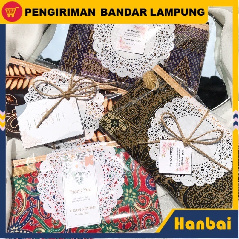Souvenir dompet batik / pouch sudah dikemas (BISA REQUEST KARTU UCAPAN) Hanbai.BDL SOUVENIR