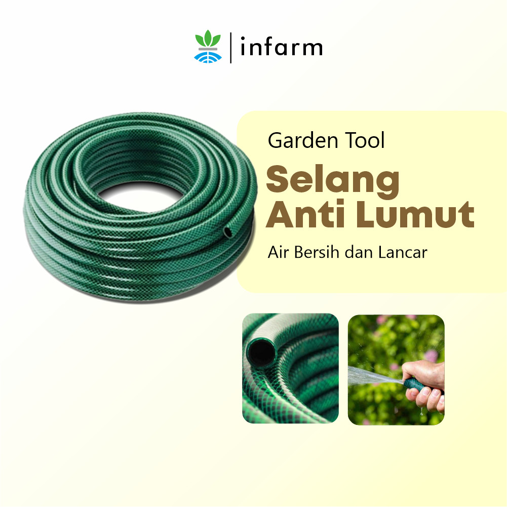INFARM - Selang Air Anti Lumut Ukuran 5/8 inch Permeter Selang Berkebun Selang Plastik Premium Kuat