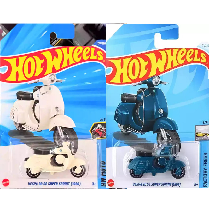 2025J Original Hot Wheels Car Vespa 90 SS Super Sprint 1/64 Diecast Motorcycle Metal Model Motorbike