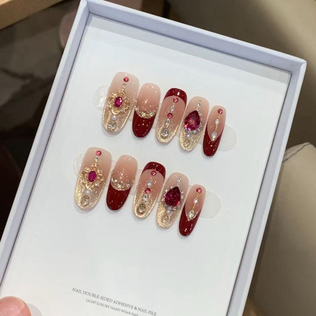 Aksesori Memori Ratu COD    Seni Kuku Merah Anggur Kerajaan - Kuku Wanita Bangsawan