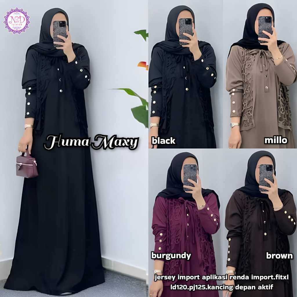 HUMA MAXY N&D  DRESS WANITA BAHAN JERSEY IMPORT LD 120 er elrumi