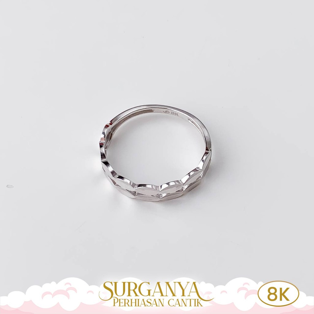 Macan Gold Cincin Emas Kadar 8K Cincin Emas Putih Model Shimmer dan Polos