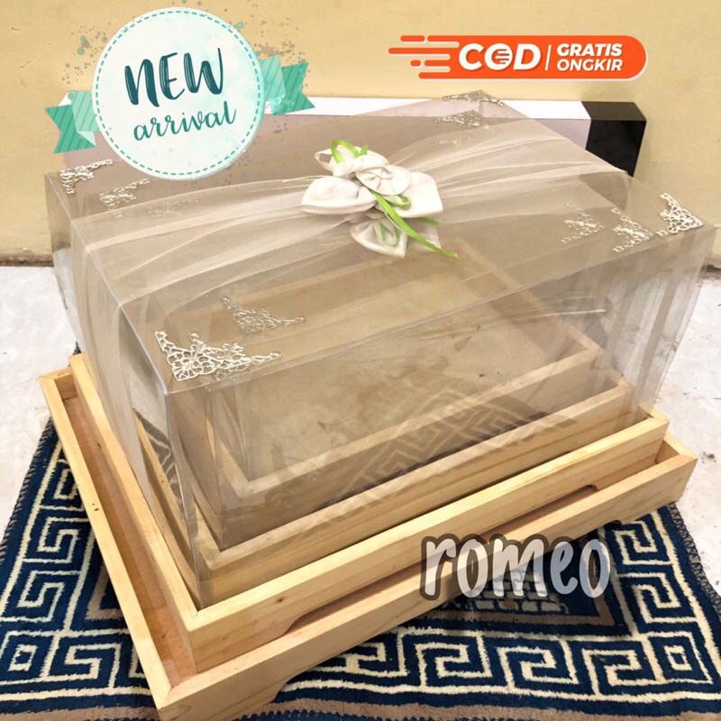 NEW MODEL Kotak Seserahan Kayu Berkaki 1 Set Isi 4 Kotak Seserahan Pernikahan TERLARIS
