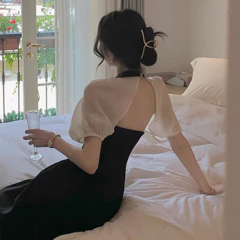 Baju Long Dress Hitam Polos Formal Elegant Wanita Kekinian Korean Style Terbaru 2025 Gaun Pesta Mewa