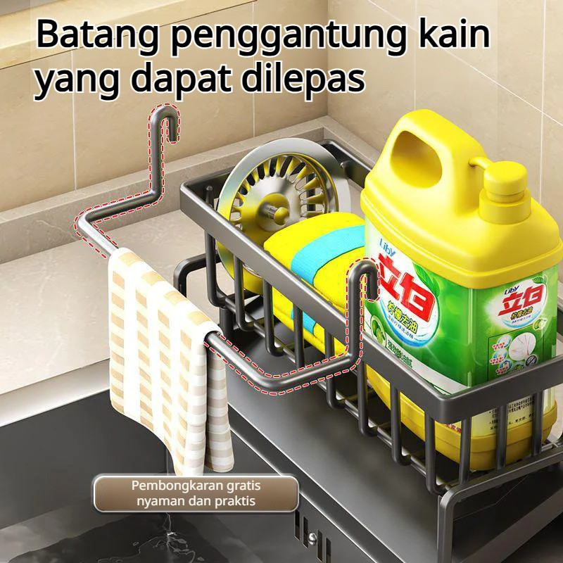 [Pengurasan cepat] Rak caddy wastafel/penyimpanan spons sabut baja dan sabun cuci piring di area sin