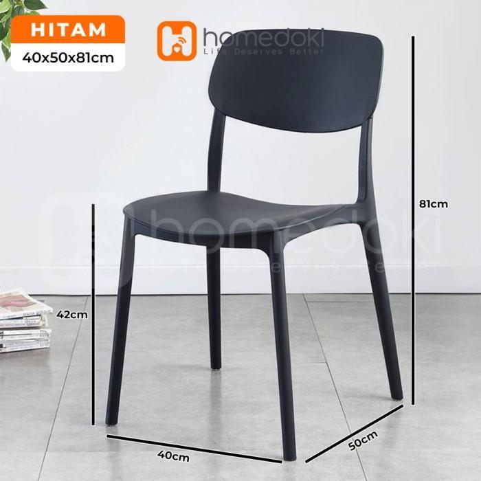 Homedoki Kursi Makan Plastik/ Kursi Plastik Cafe/ Kursi Murah/ Kursi Belajar - Hitam