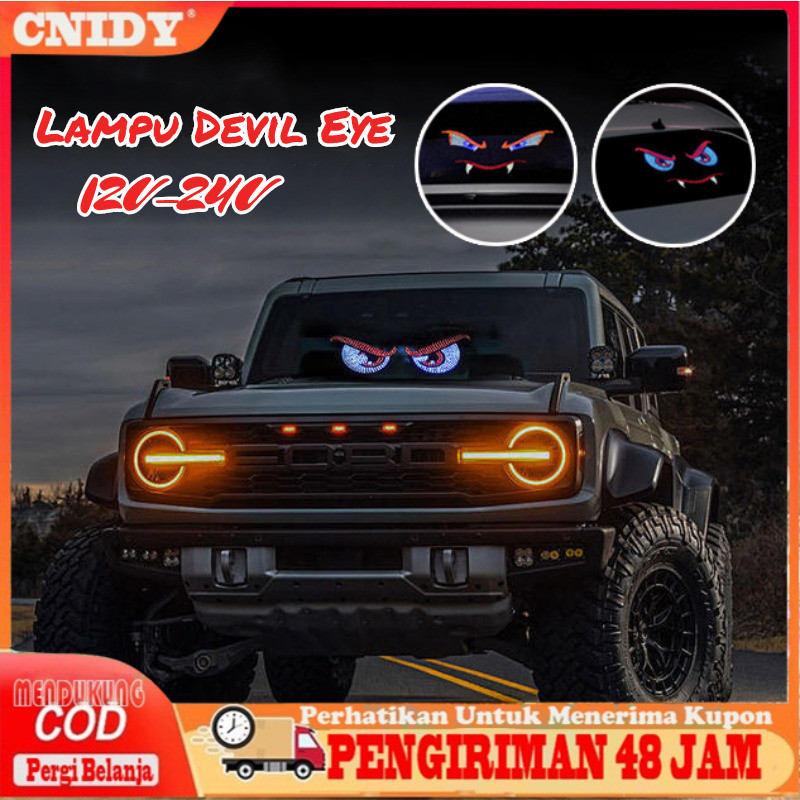 [COD]Lampu LED Animasi Mata Lampu Devil Eye Merk Multi Mode Layar Tampilan LED Tempel Kaca USB Truk 