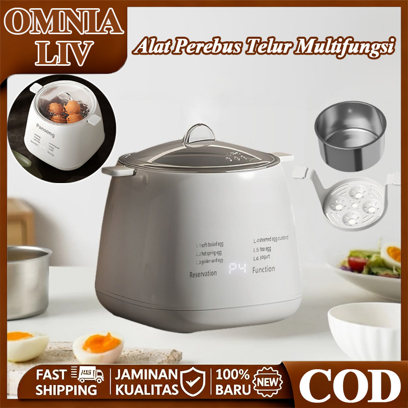 [OMNIA LIV]Alat Perebus Telur Multifungsi,Electric Egg Boiler Stainless Steel Plastic Double Layer E