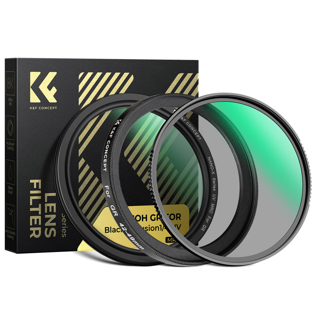 K&F Filter Kit For RICOH GR Series Filter Adapter Ring 42mm-49mm / UV / Black Mist Pro / Cap For RIC