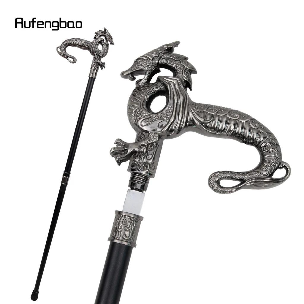 Silver Luxury Dragon  Walking Stick with 26cm Hidden Sword Self Defense Fashion Cane Sword Cosay Cro