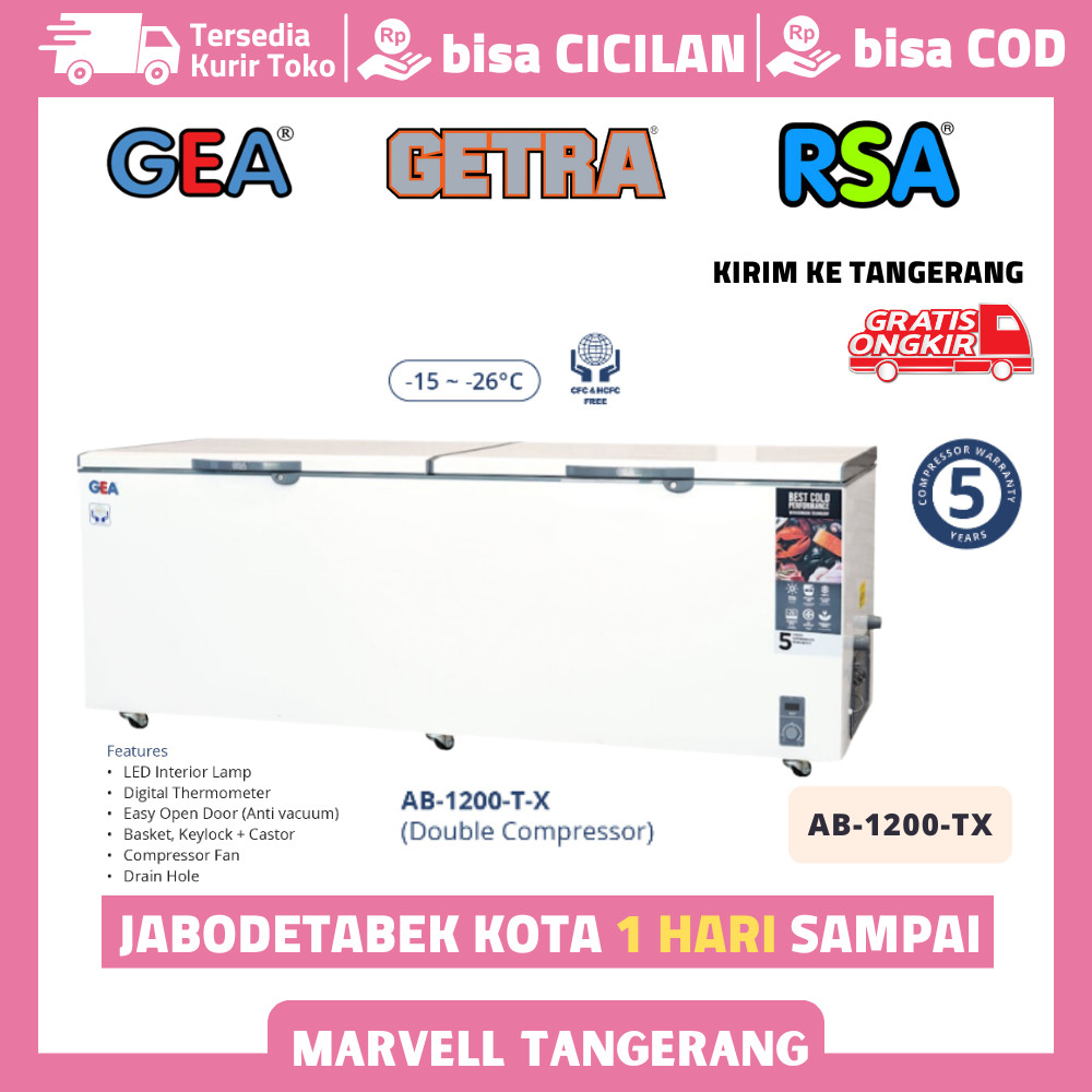 Chest Freezer GEA AB 1200 TX Freezer Box 1000 Liter AB-1200-TX Garansi Resmi