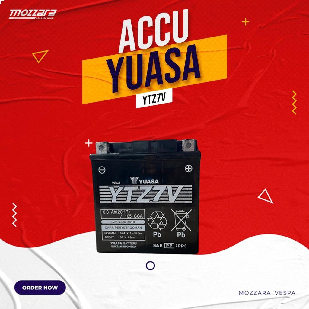 Aki Motor YUASA YTZ7V Aki Kering/MF Untuk LX/S, ZIP 100, Vario, PCX150, Beat street, Supra GTR150