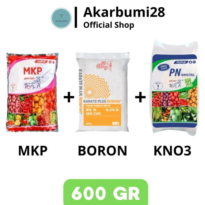 PROMO  MKP PAK TANI + BORON + KNO3 PUTIH PAKET HEMAT PUPUK BUAH DAN SAYUR MASA GENERATIF Bunga Krist