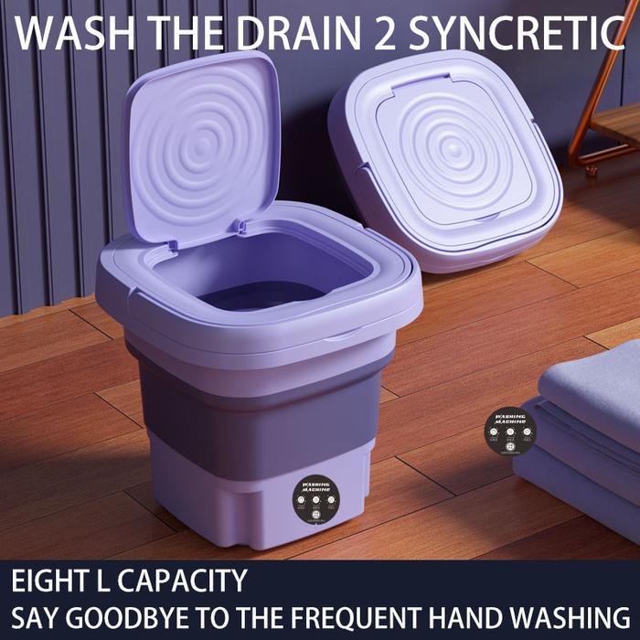 Mesin Cuci Portable Lipat Mini 8 Liter Washer Silikon Praktis untuk Kost & Perjalanan Hemat Listrik