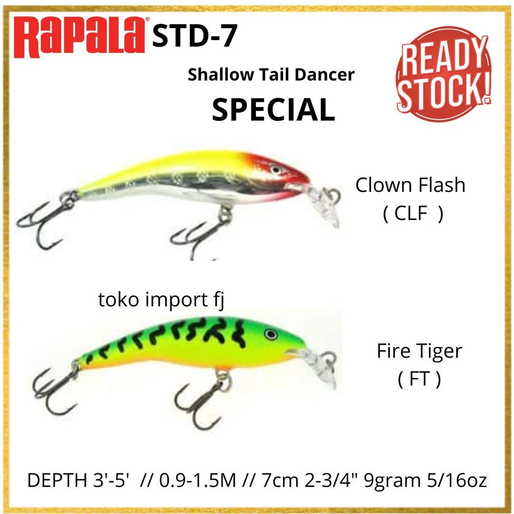 Minnow Rapala Shallow Tail Dancer STD-7 3'-5' Lure 9gram 5/16oz Casting Umpan 7cm 2-3/4" Pancing Ump