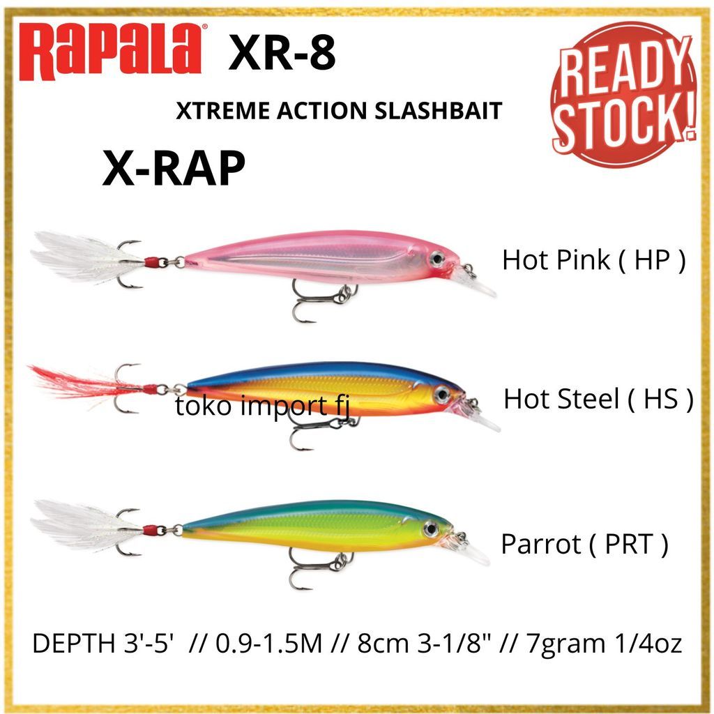 LURE UMPAN RAPALA X-RAP SLASHBAIT XR-8 8cm 7gram 0,9 - 1,5m 3'-5' / Lure Casting Umpan Pancing Umpan