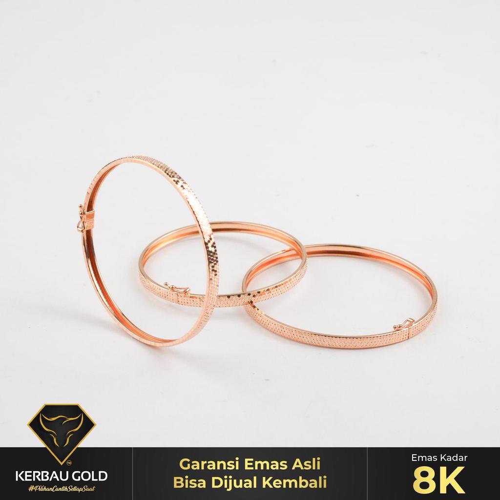 [Kerbau Gold] Gelang Emas Tabur Kaca 8K - Emas Asli 100%