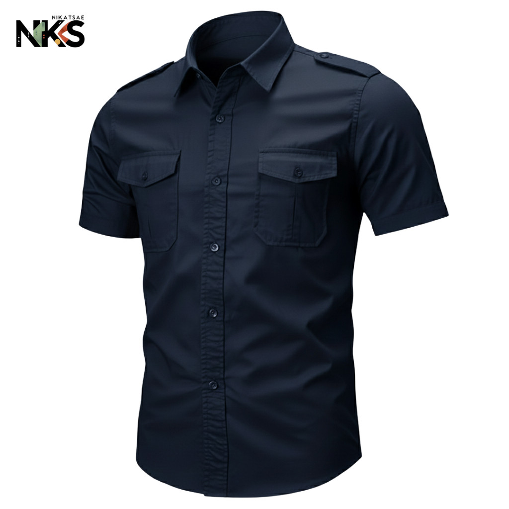 Kemeja Pria Navy Lengan Pendek / Kemeja Tactical / Baju Tactical / Kemeja / Kemeja Tactical Pria