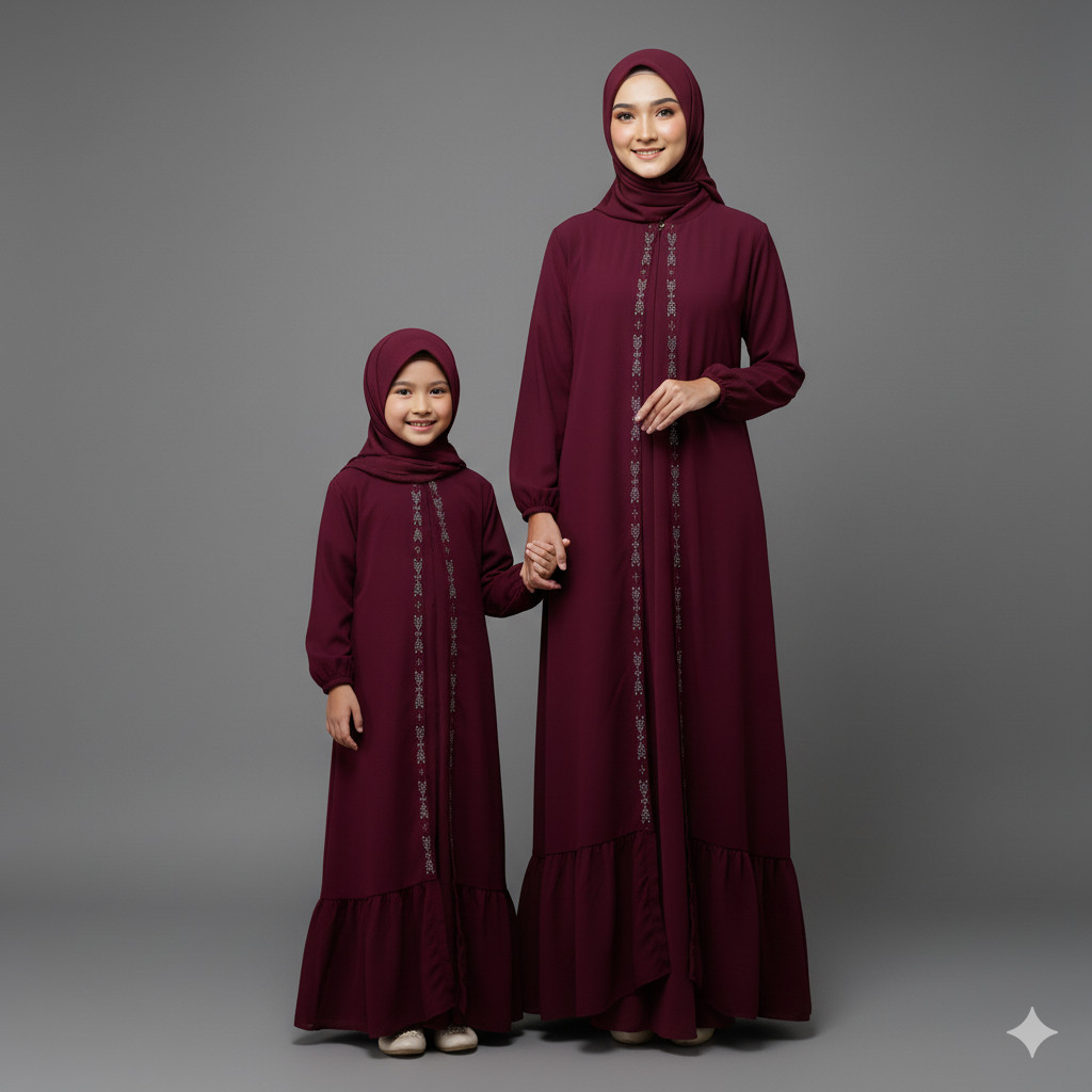 NOUREEN.ID - NEW TERLARIS - DRESS IBU &ANAK - GAMIS DRESS SYAFA ANAK 3-12 Th - DREES DOUBLE LAYER - 