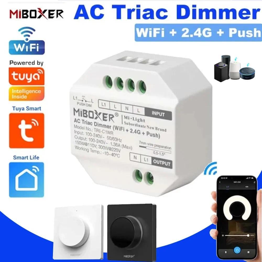 Miboxer Tuya WiFi LED Dimmer AC100-240V AC Triac Dimmer 2.4G Push Dimming Switch RF Rotating Panel R