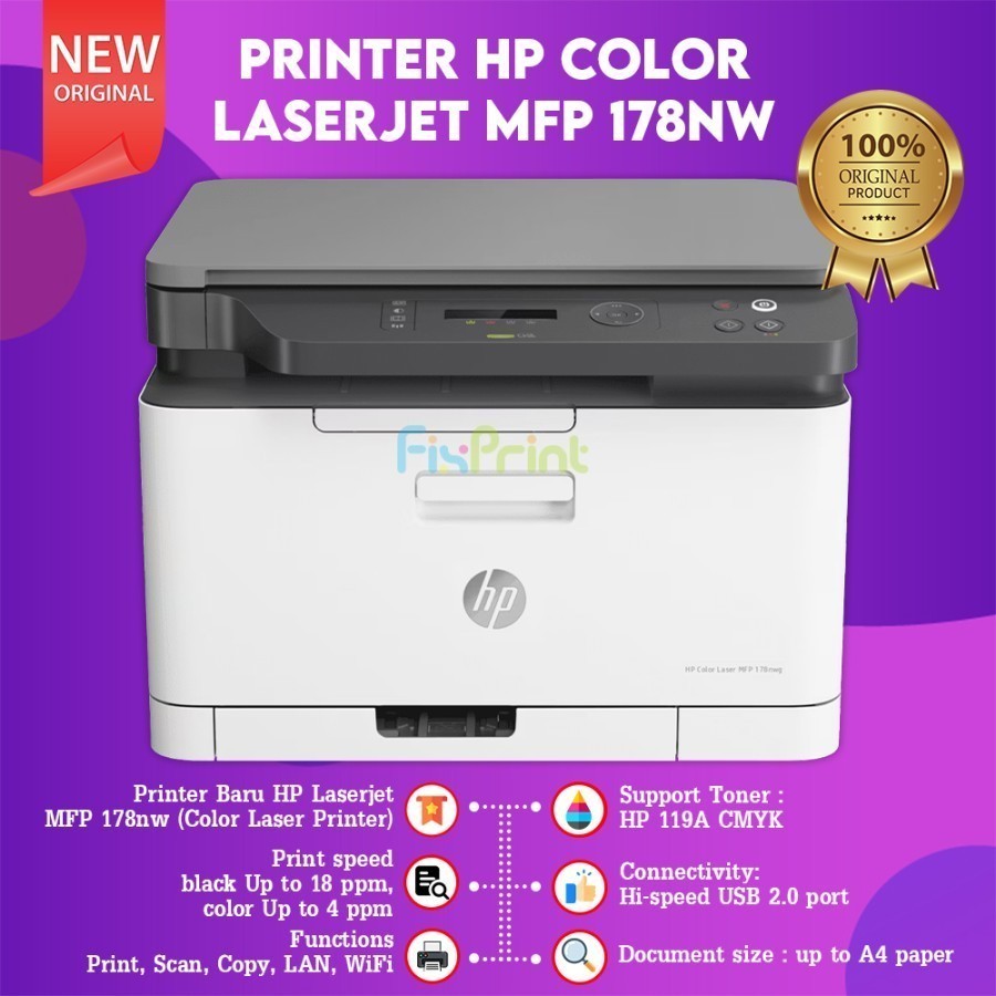 FixPrint Printer HP LaserJet Color MFP 178nw Multifunction Wireless MFP 178 NW