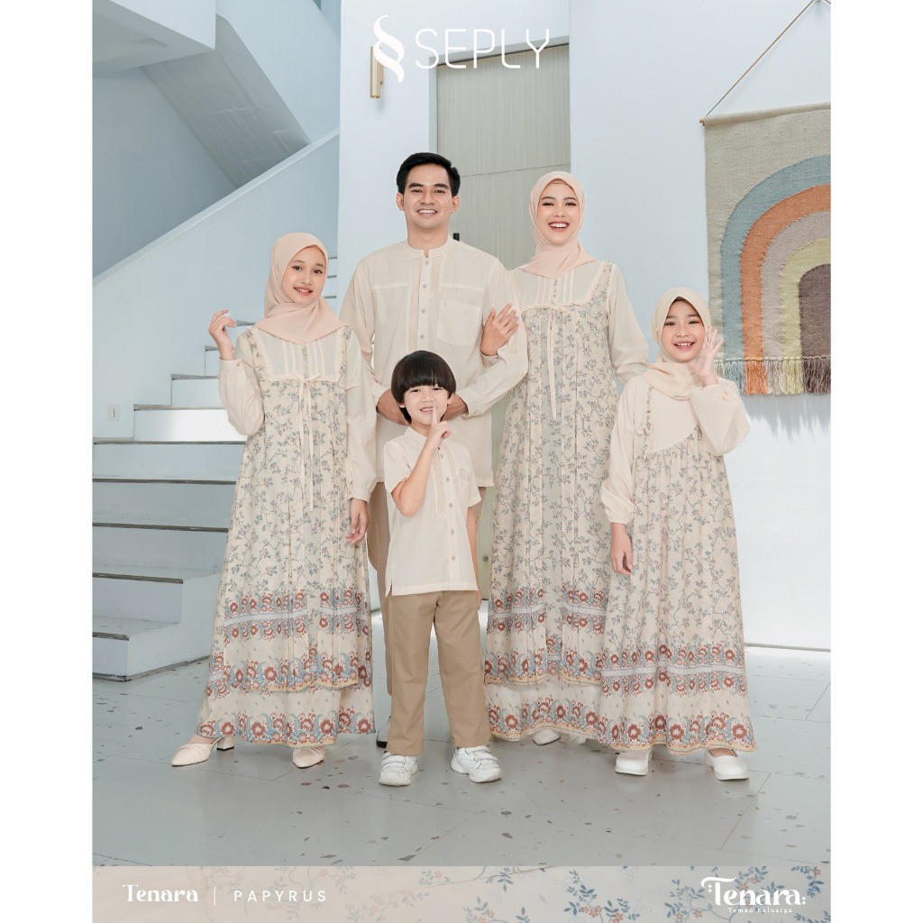 Seply - Sarimbit Set Keluarga Lebaran 2026 -  Tenara Papyrus Sarimbit Lebaran Terbaru 2026 | Family 