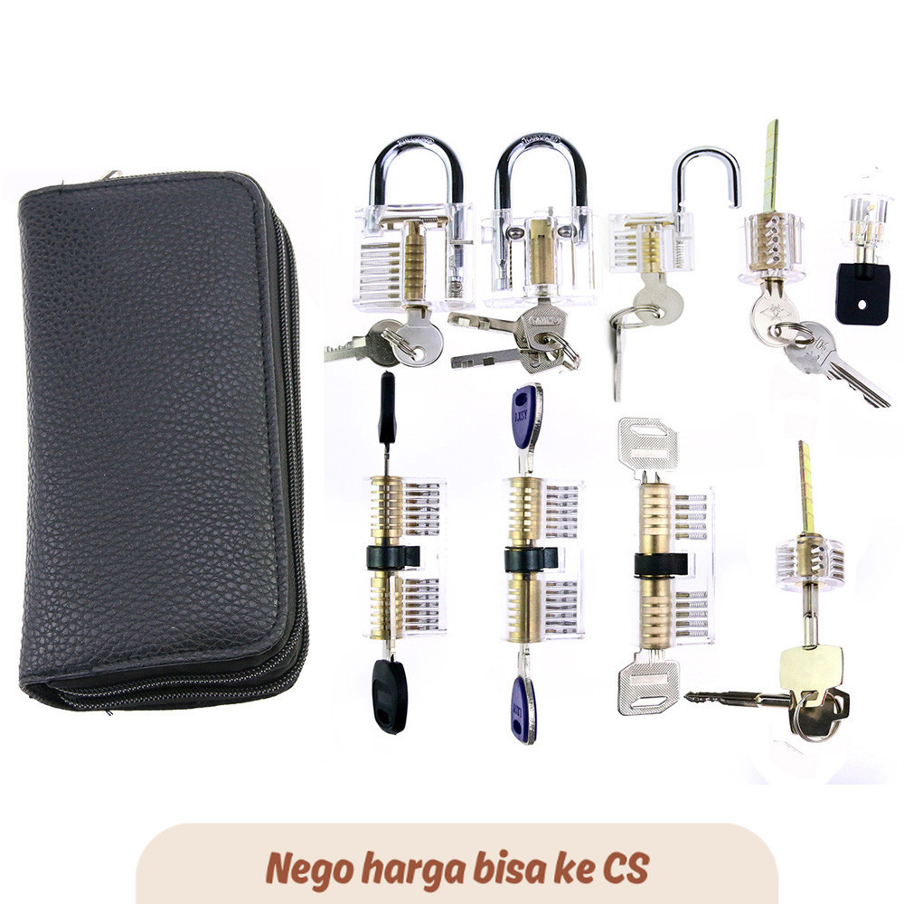 LL Professional Locksmith Tools Lockpick Practice Set,9pcs Transparent Locks with 24pcs Titanium Pla