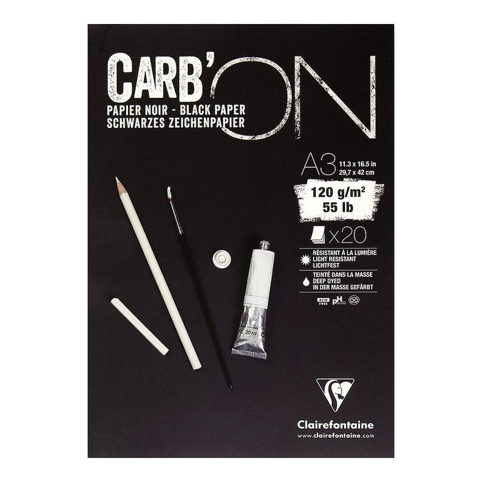 Clairefontaine CarbOn Black Paper Sketch Pad Kertas Gambar