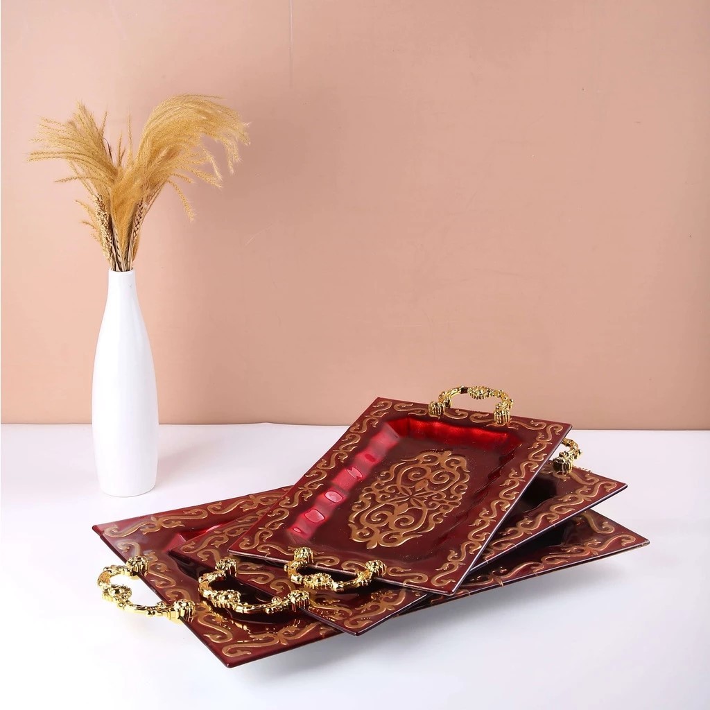 Glass Tray Capodimonte Set 3pcs MC901 - 1 Pc