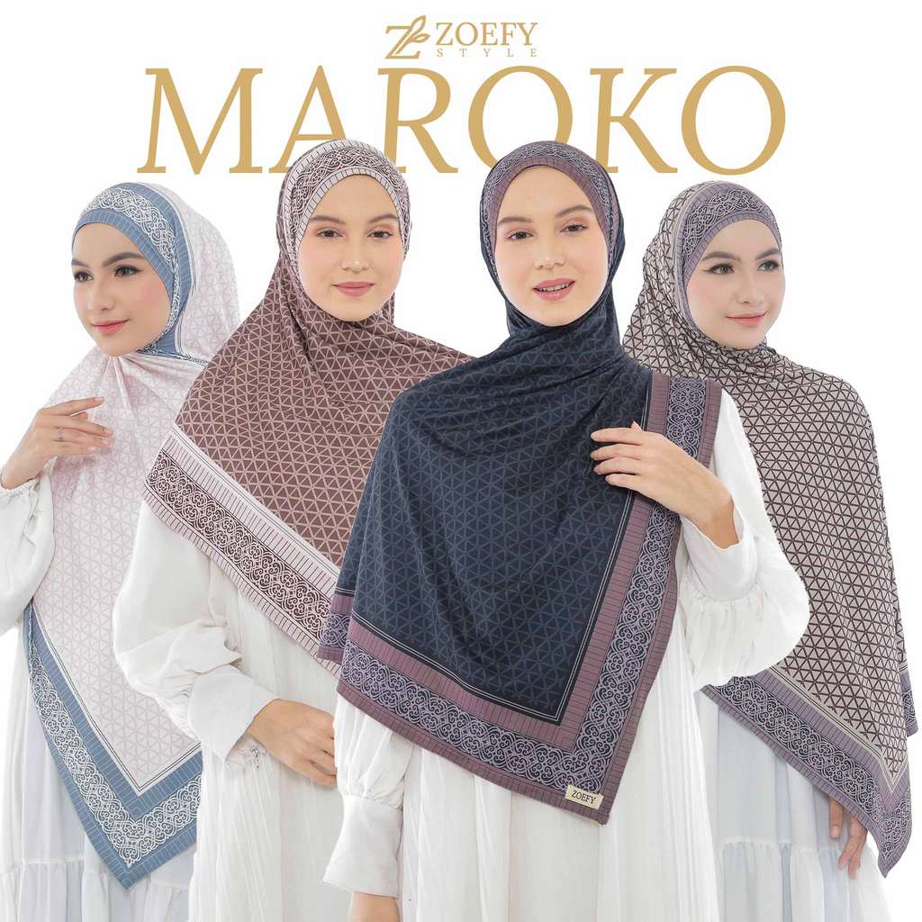 Zoefy - Pashmina Turki Zafira Maroko Series Jersey Printing Motif Bunga Kerudung Syal
