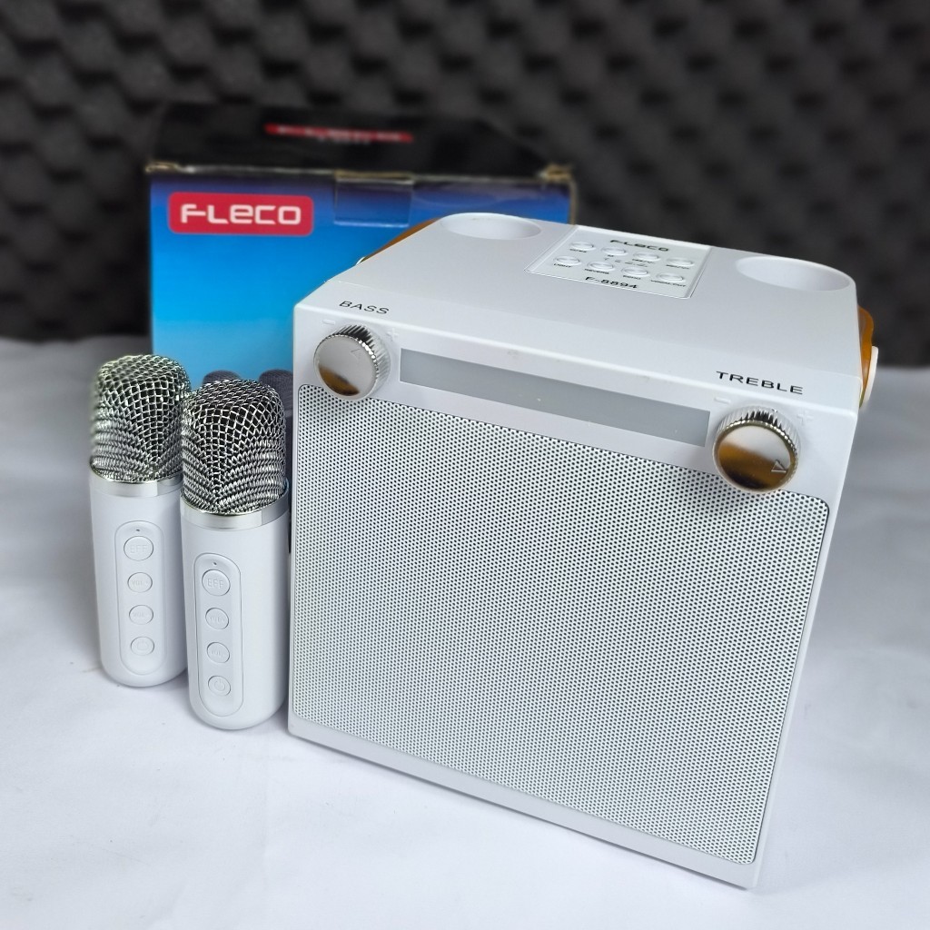 Speaker Fleco F-8894 Mini / F8894 Bluetooth Free 2 Mic Wireless dengan soundcard Cool White