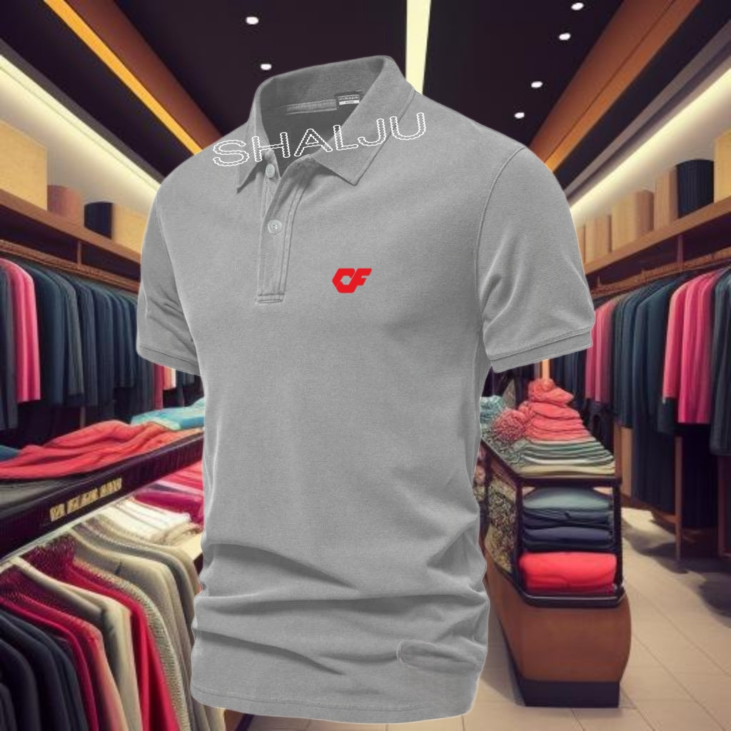 bayar di tempat Kaos Poloshirt CF Tex Merah/Baju Kaos Kerah Dewasa/T-shirt Poloshirt Pria Dan Wanita