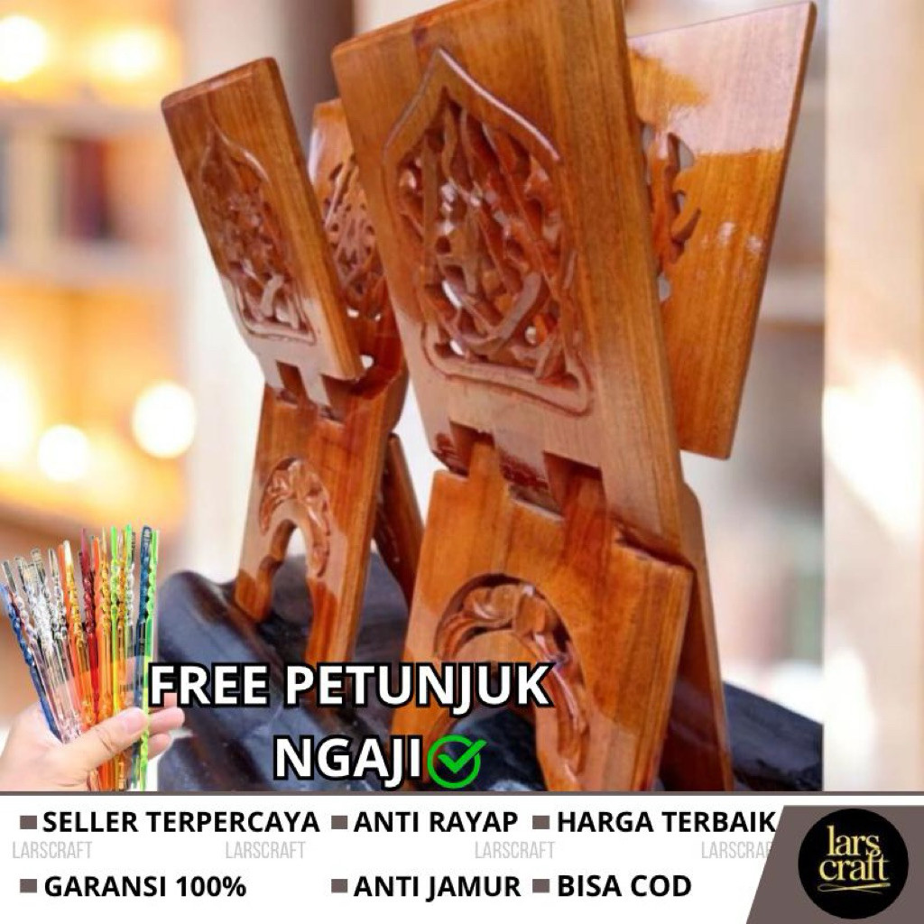 Meja Lipat Al Quran/Rekal Al Quran/Tempat Al Quran/Tempat Baca Al Quran/Rekal Al quran Kayu/Rekal Ka