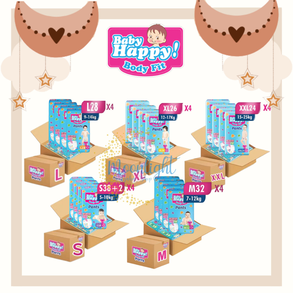 1 DUS Popok Bayi BABY HAPPY S38+2/M32/L28/XL26/XXL24