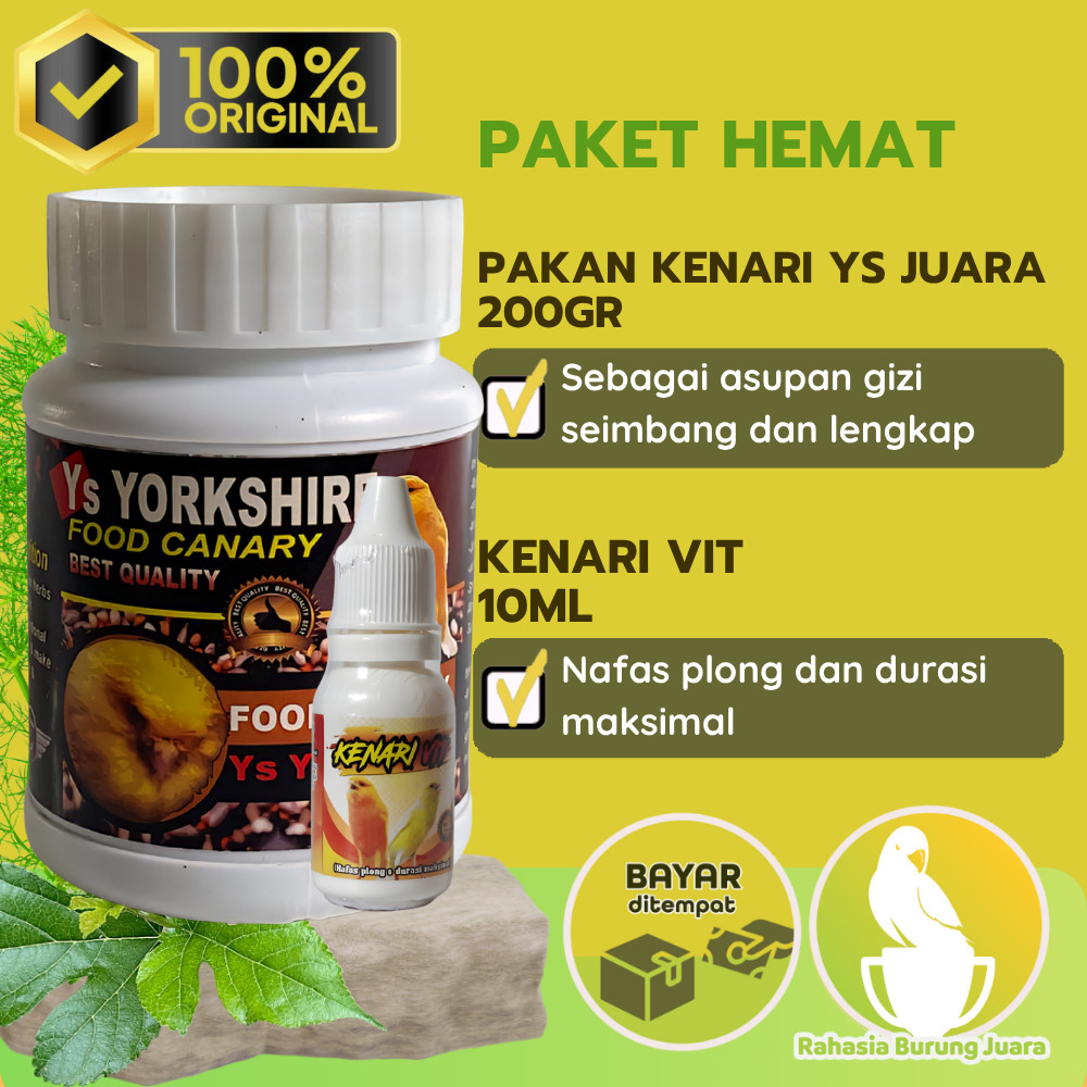 Paket Hemat Kenari Gacor Pakan Kenari YS Juara dan Kenari Vit Suara Semakin Mengkristal Pakan Burung