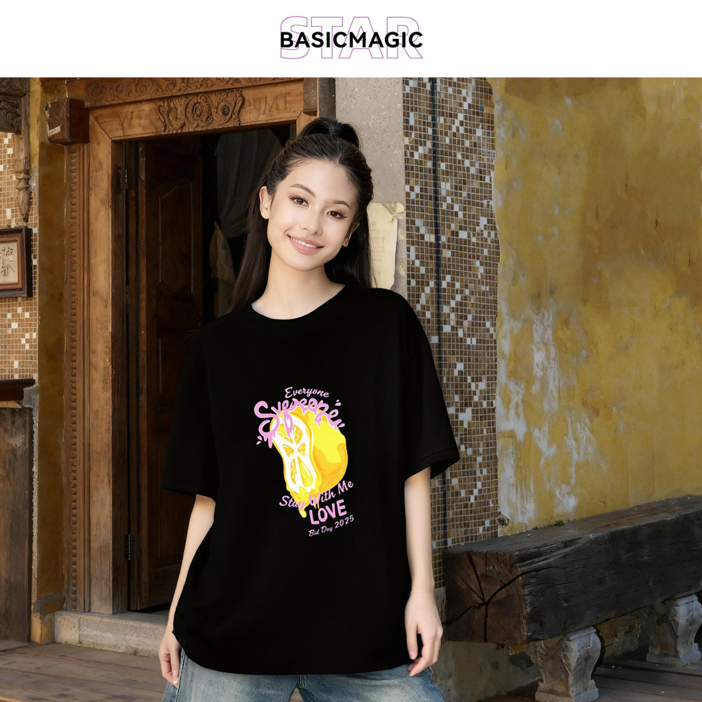 Kaos Wanita Kartun - Lemon Kuning & Tulisan Ungu, Kombinasi Warna Super Eye-catching 0365