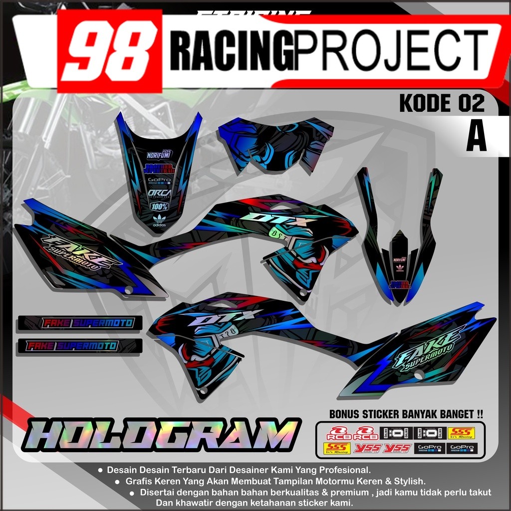 Sticker DECAL HOLOGRAM PELANGI  KLX 150 G/BF/SE Motif Supermoto