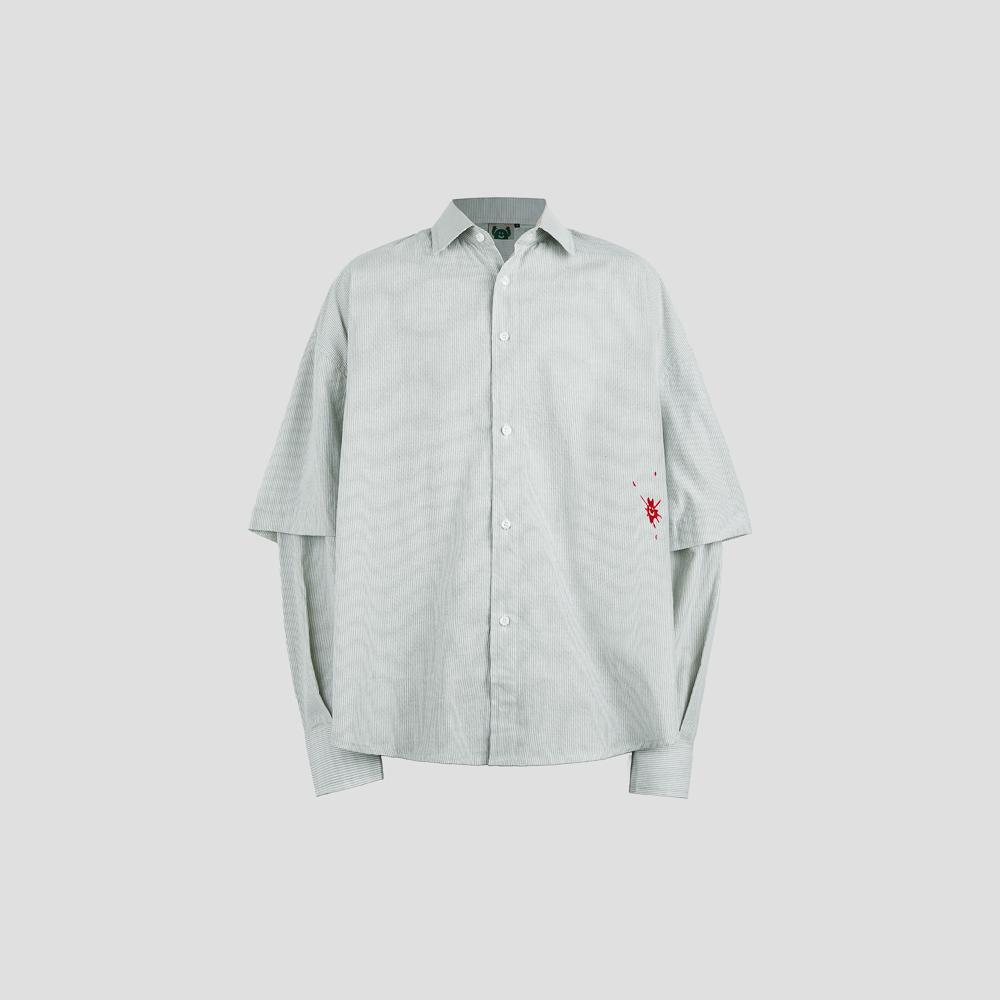 FAITH FADE x KEBAB MONSTER - Lettuce Stripes Shirt (Sage Green)
