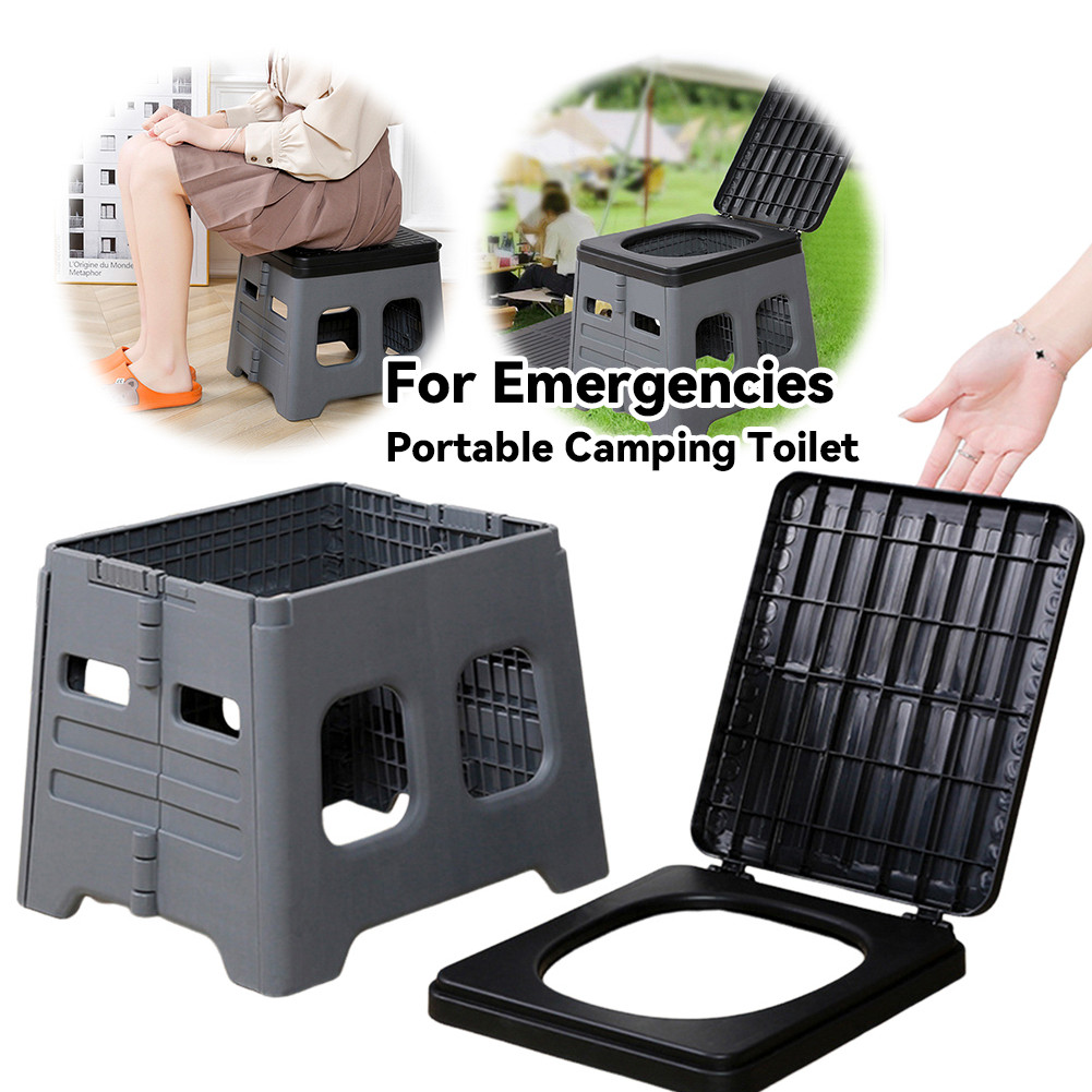 Portable Camping Toilet with Lid Portable Folng Toilet Multifunctional Foldable Outdoor Camp Toilet 