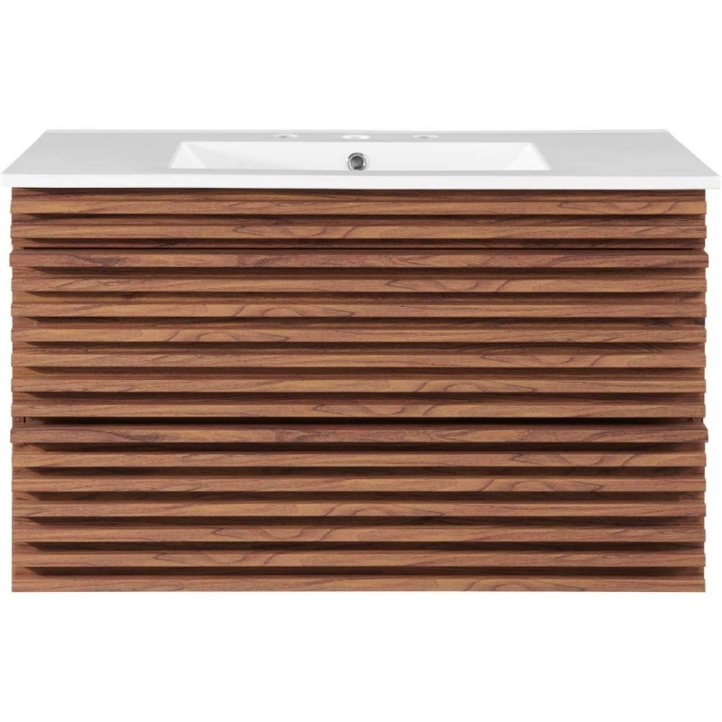 36 WallMount Bathroom Vanity in Walnut White   bathroom vanity cabinet with sink