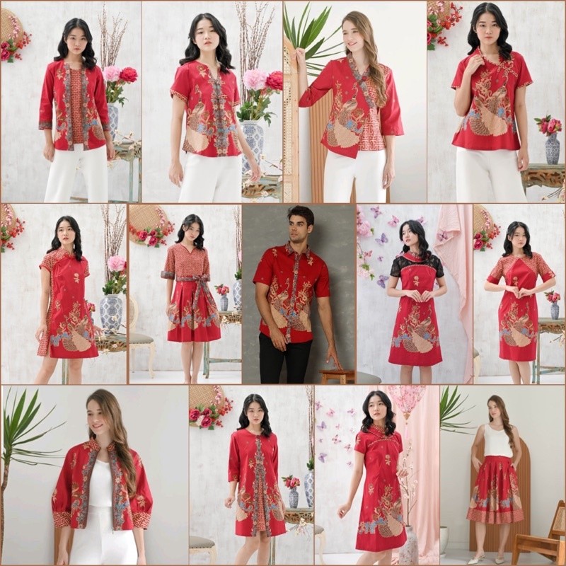 Imlek Series BBB Red Couple /Baju Merah Batik merah/ Baju Imlek/ Nuansa Batik/ Batik Etnik