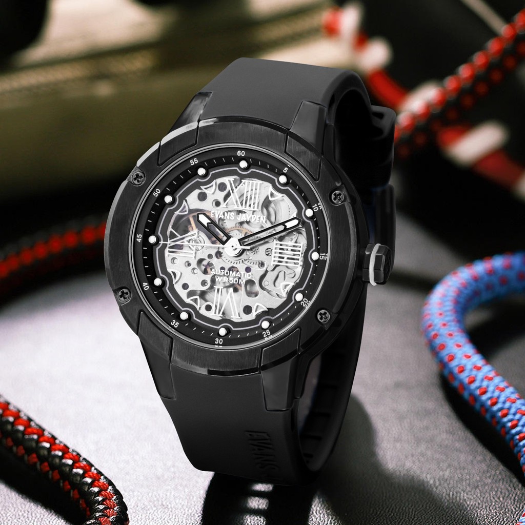Evans Jayden Jam Tangan Pria 9571 Rubber Automatic Kaca Safir 5 ATM
