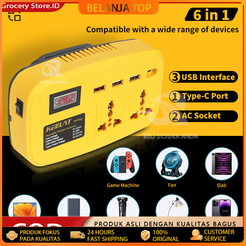 Super Power DIY Inverter Charger Portabel 6in1 21V To 220V 150W-3 USB Baterai Makita Soket Konverter